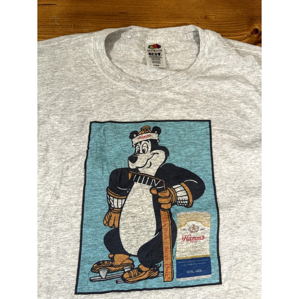 Vintage Hamms Beer Alcohol Beverage Large Graphic Hockey Shirt